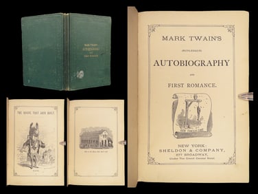 1871 Mark Twain 1st ed Burlesque Autobiography & First Romance Illustrated