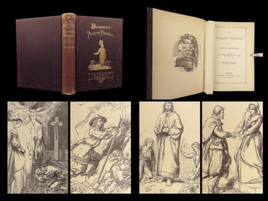 1872 Pilgrims Progress Illustrated Puritan John Bunyan Robert Southey Dalziel Art