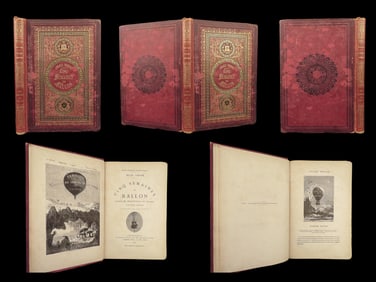 1874 Jules Verne 1ed Five Weeks in Balloon Voyages Illustrated 80 Days Hetzel
