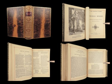 1875 Lalla Rookh Thomas Moore Poems Works Irish Melodies Crowell FINE BINDING