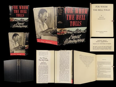 1940 Ernest Hemingway For Whom the Bell Tolls American War ORIGINAL DJ