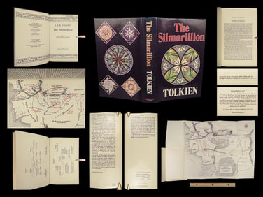 1977 JRR Tolkien 1st ed Silmarillion Lord of the Rings Middle Earth + MAP