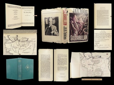 1977 JRR Tolkien 1st ed Silmarillion Lord of the Rings Middle Earth + MAP