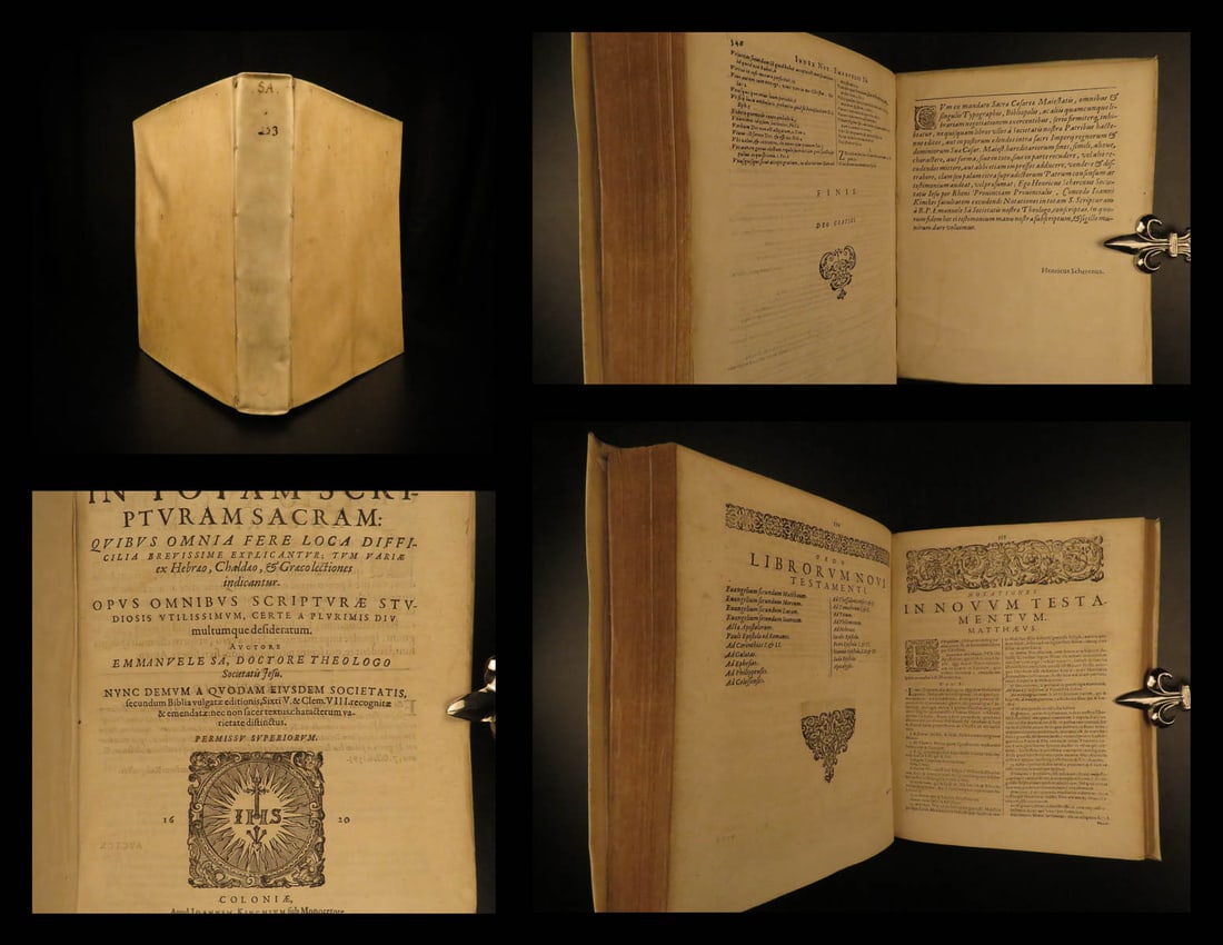 1620 Portuguese Jesuit BIBLE Septuagint Commentary Manuel de Sa Latin Vellum: 1620 Portuguese Jesuit BIBLE Septuagint Commentary Manuel de Sa Latin Vellum Manuel de Sa was a 16th-century Portuguese Jesuit preacher who is remembered primarily for two works – Elements of the Go