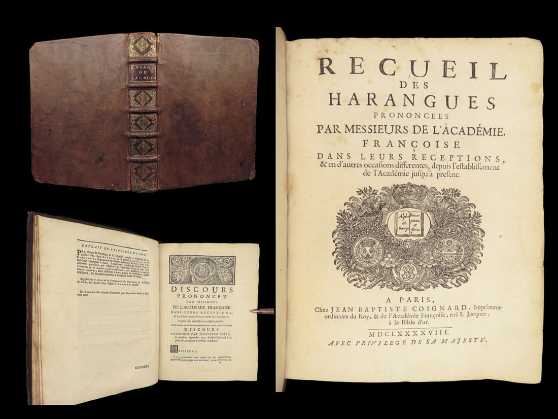 1698 Academie Francois Speeches 1e Cardinal Richelieu Louis XIV Christina Sweden (1 of 10)
