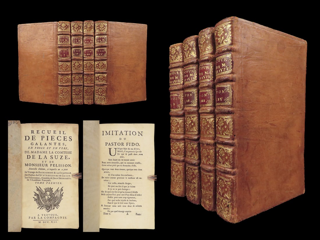 1741 French Poetry Henriette la Suze Mythology Letters Pieces Galantes 4v RARE (1 of 10)