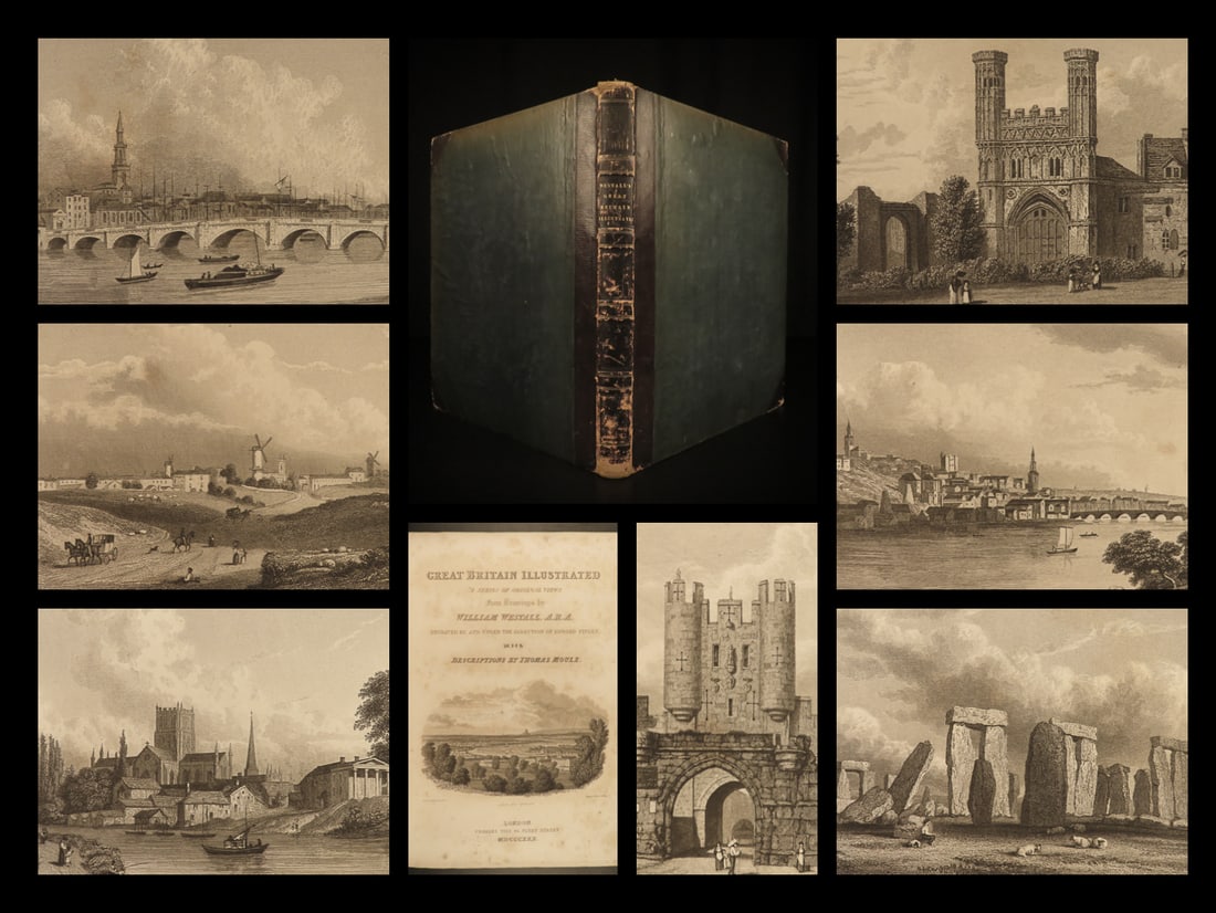 1830 1ed Great Britain Illustrated Westall Architecture Bridges Cathedrals RARE: 1830 1ed Great Britain Illustrated Westall Architecture Bridges Cathedrals RARE Great Britain Illustrated is a brilliant collection of illustrated views of landscapes and sites around England and Grea