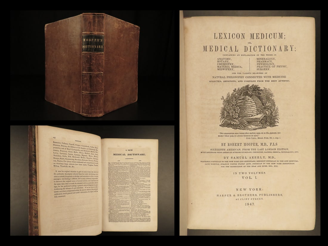 1847 Medical Dictionary Robert Hooper Lexicon Medicum Medicine Surgery Midwifery (1 of 19)