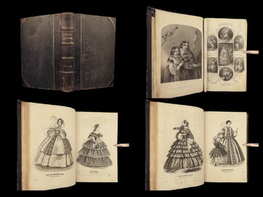 1859 FASHION Godey Ladys Book American Magazine Illustrated Dress Costume Crafts