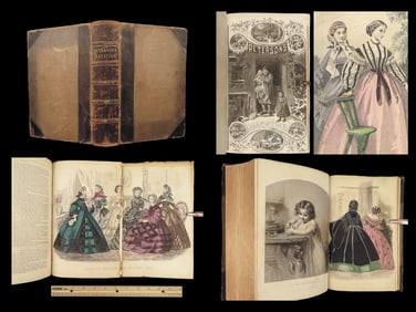 1861 Civil War FASHION Dresses Clothing Hairstyles Craft ART Petersons Magazine