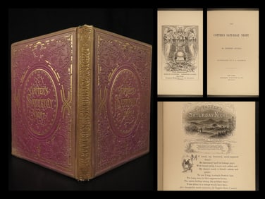 1867 BEAUTIFUL Robert Burns Cotters Saturday Night Scottish Poetry Chapman ART