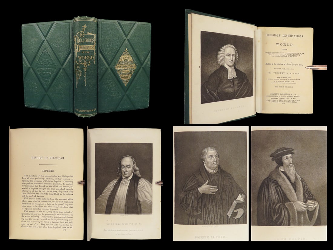 1872 Religious Denominations Bible Judaism Islam Puritan Quaker Occult Pagan: 1872 Religious Denominations Bible Judaism Islam Puritan Quaker Occult Pagan Vincent Milners “Religious Denominations of the World” is a 19th-century account of all of the major religions arou