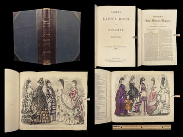 1873 FASHION Godey Ladys Book American Magazine Illustrated Dress Costume Music