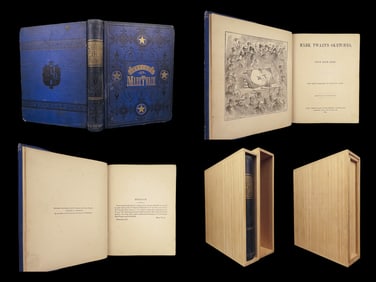 1875 Mark TWAIN 1st ed Sketches Samuel Clemens Jumping Frog Leather + BOX