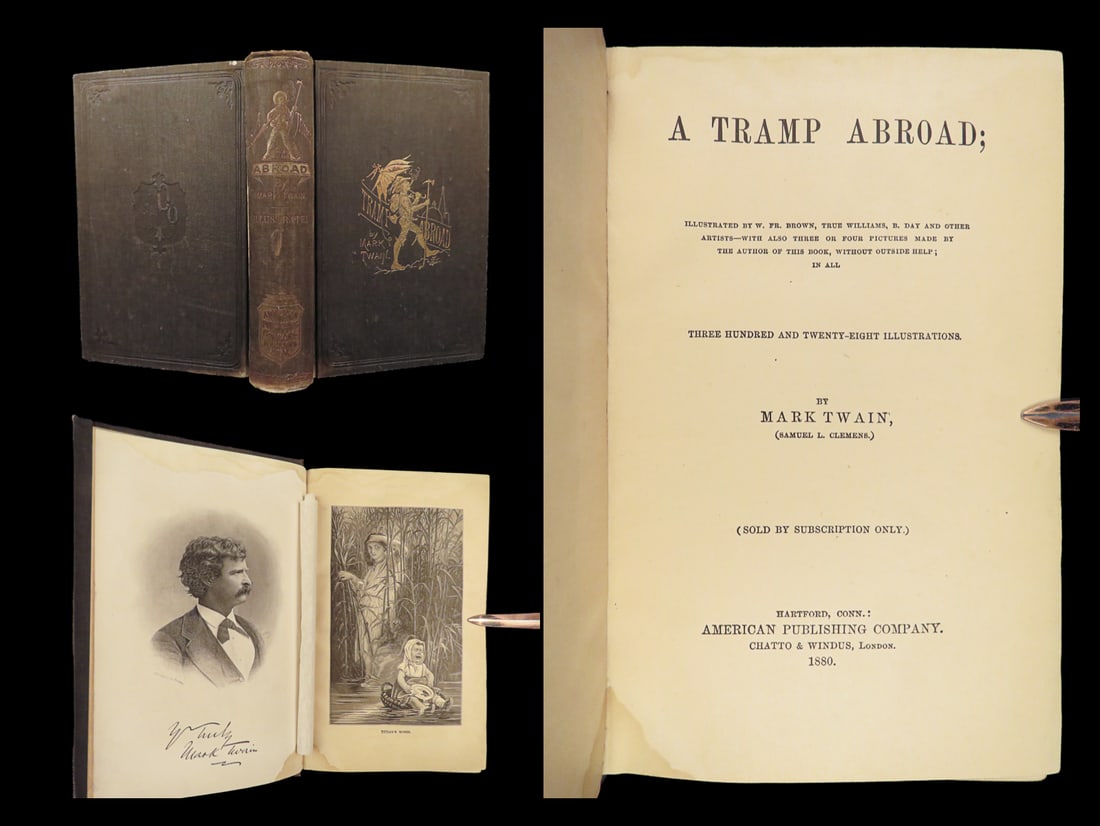 1880 EARLY Mark Twain A Tramp Abroad Travel Illustrated Satire Alps CLASSIC (1 of 10)