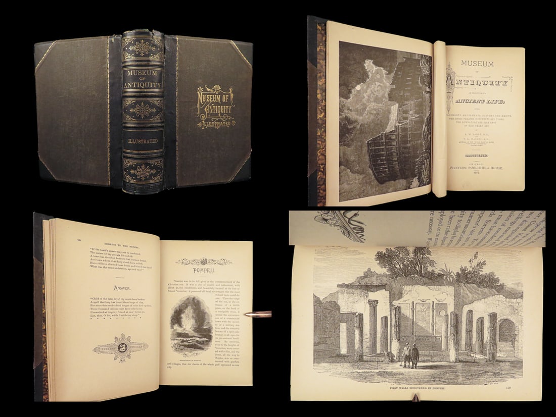 1881 Museum of Antiquity EGYPT Pagan Occult Rituals Illustrated Babylon POMPEII (1 of 10)