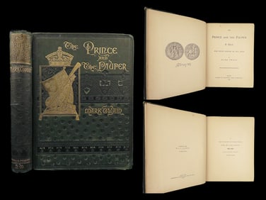 1882 Mark Twain 1ed The Prince and Pauper Illustrated Humor Literature RARE