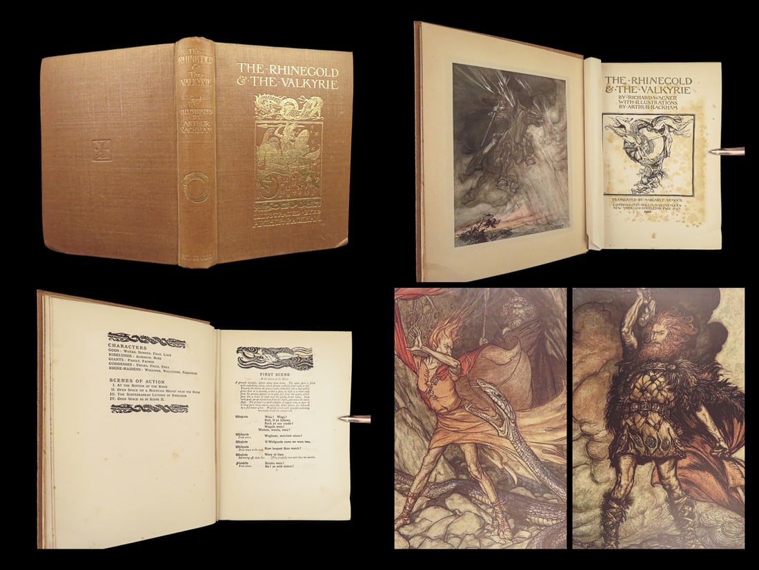 1910 Richard Wagner 1st ed Rhinegold Valkyrie Ring of Niblung Rackham ART: 1910 Richard Wagner 1st ed Rhinegold Valkyrie Ring of Niblung Rackham ART “Joy is not in things; it is in us” ? Richard Wagner Richard Wagners “Der Ring des Nibelungen” (or “The Ring