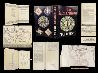 1977 JRR Tolkien 1st ed Silmarillion Lord of the Rings Middle Earth + MAP