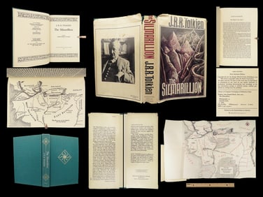 1977 JRR Tolkien 1st ed Silmarillion Lord of the Rings Middle Earth + MAP