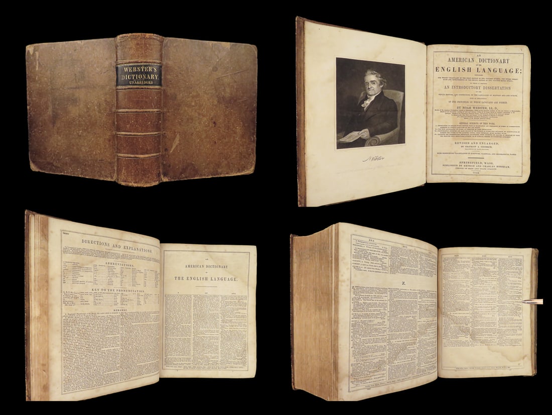 1852 Noah WEBSTER Dictionary English Language American Grammar HUGE Massachusetts (1 of 10)