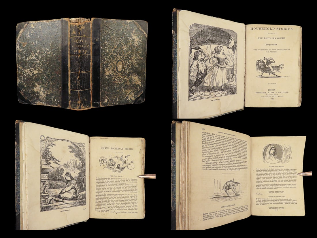 1861 GRIMM Fairy Tales Household Stories Snow White Rapunzel Wehnert ART Illustrated (1 of 10)