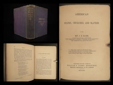 1862 1ed American Churches & SLAVERY Stowe Uncle Tom John Brown Puritan Balme
