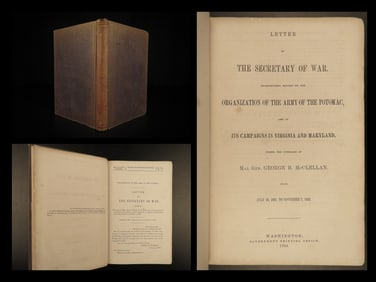 1864 CIVIL WAR 1ed George McClellan Letter Secretary of War Battle Strategy