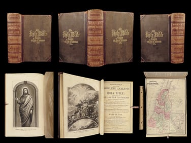 1871 Holy BIBLE & Holy Land MAPS Hitchcock Analysis Cruden Concordance Theology