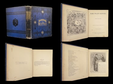1875 Mark TWAIN 1st ed Sketches Samuel Clemens Jumping Frog Poultry Blue Cloth