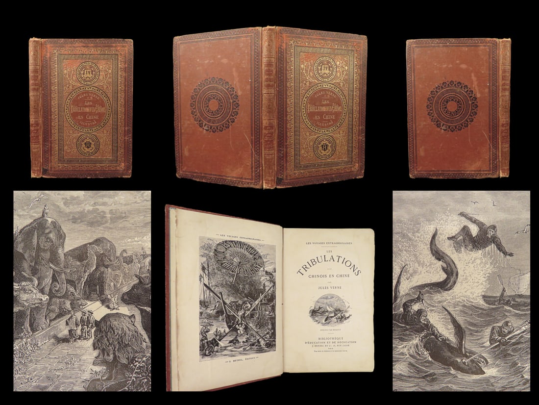 1879 Jules Verne 1ed Tribulations of Chinaman CHINA Opium Extraordinary Voyages: 1879 Jules Verne 1ed Tribulations of Chinaman CHINA Opium Extraordinary Voyages A rare first edition of Jules Vernes “Tribulations of a Chinaman in China”. The first edition was published in 1