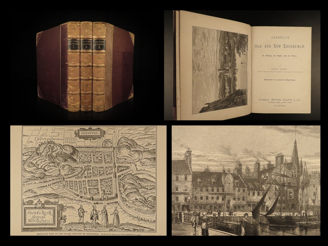 1882 Edinburgh Scotland Geography Scottish History Illustrated 3v Old and New (1 of 20)