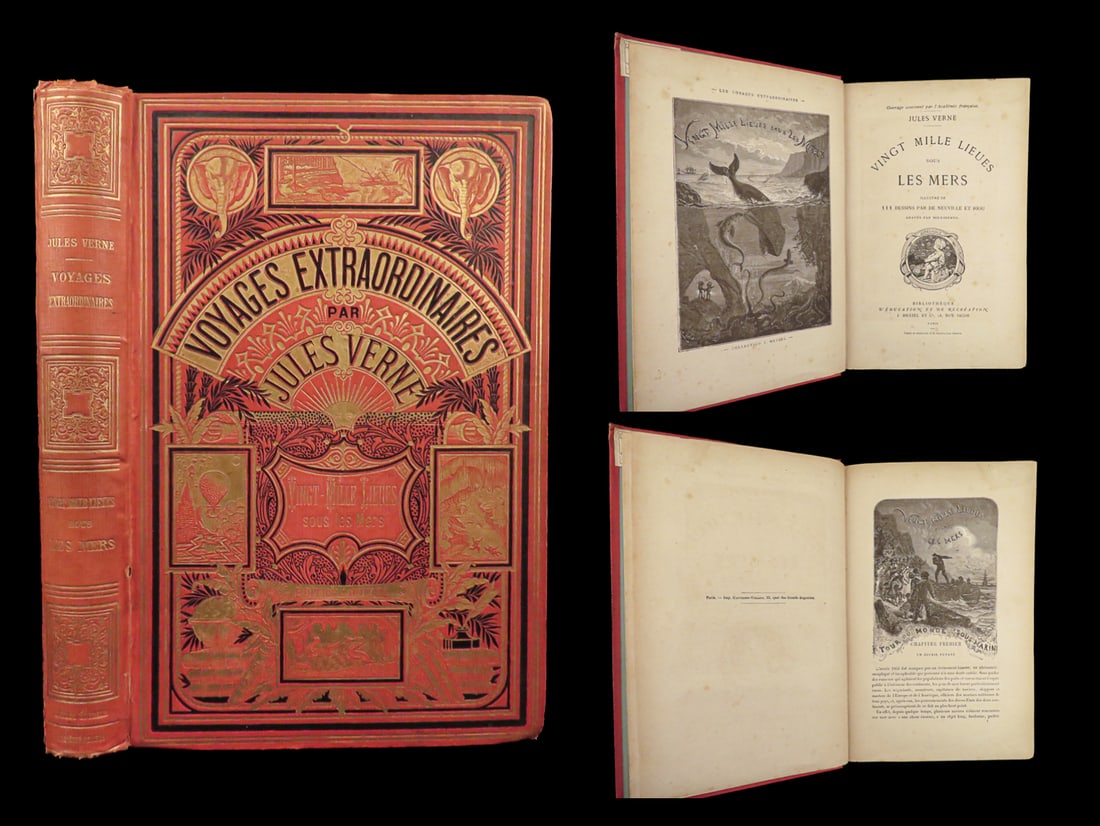 1883 Jules VERNE 20,000 Leagues Under Sea French Illustrated Sci-Fi CLASSIC (1 of 10)