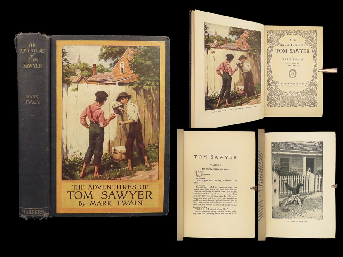 1917 Mark Twain Adventures of Tom Sawyer Mississippi Brehm Art Huckleberry Finn (1 of 10)