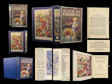 1923 Alice in Wonderland Carroll FAMOUS Tenniel & Prittie ART+ Looking Glass 2n1