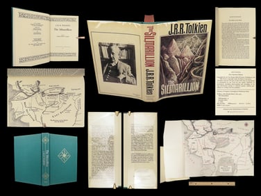1977 JRR Tolkien Silmarillion 1st/1st Lord of the Rings Middle Earth + MAP & DJ
