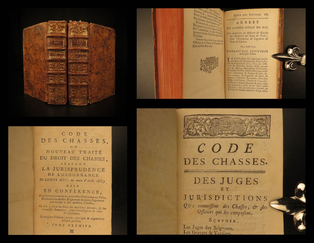 1764 HUNTING LAWS France Code of Chasses Louis XIV Game Birds Saugrain 2v: 1764 HUNTING LAWS France Code of Chasses Louis XIV Game Birds Saugrain 2v Claude-Marin Saugrains famous Hunting Code is a popular 18th-century French treatise on hunting law under the jurisdiction of 