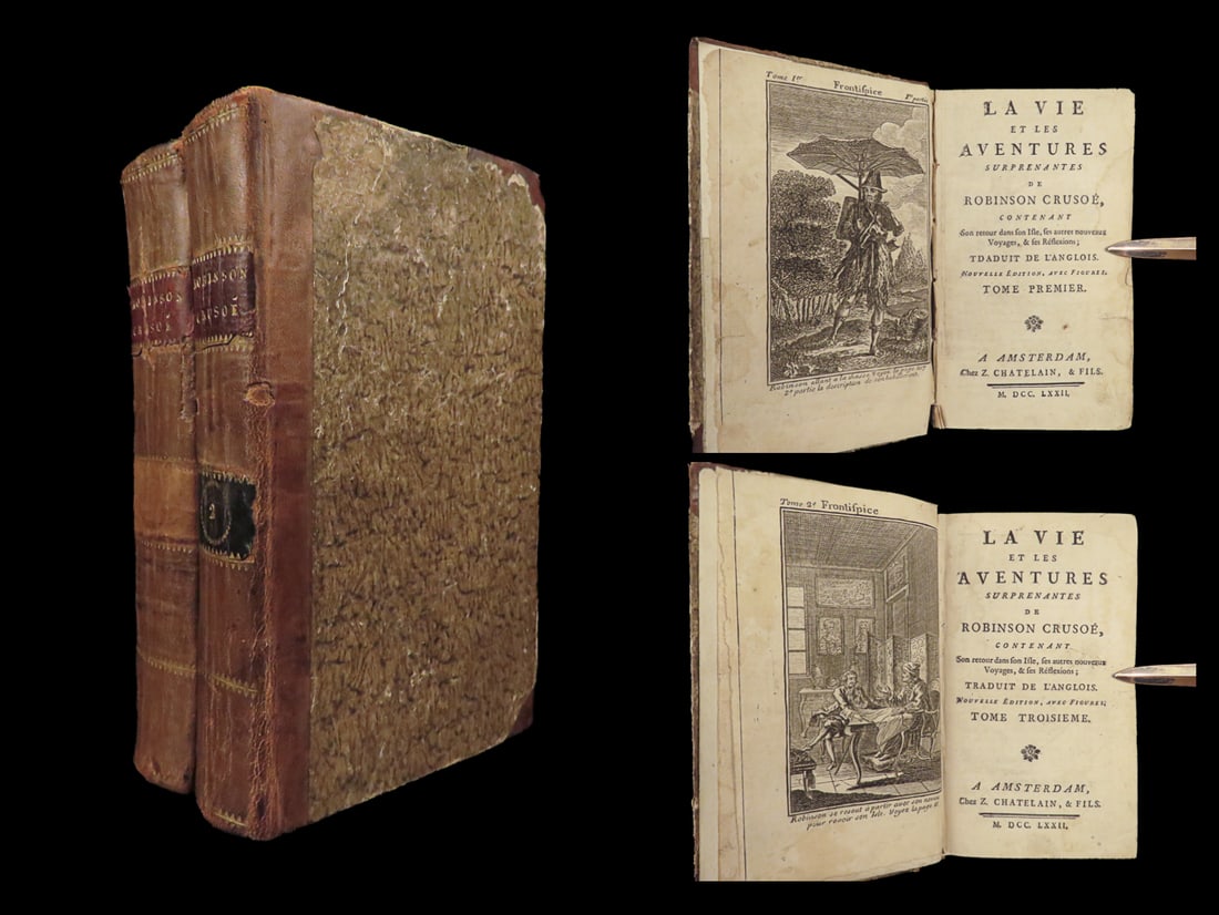 1772 Robinson Crusoe Adventures Daniel Defoe Shipwreck French Illustrated 2v (1 of 20)