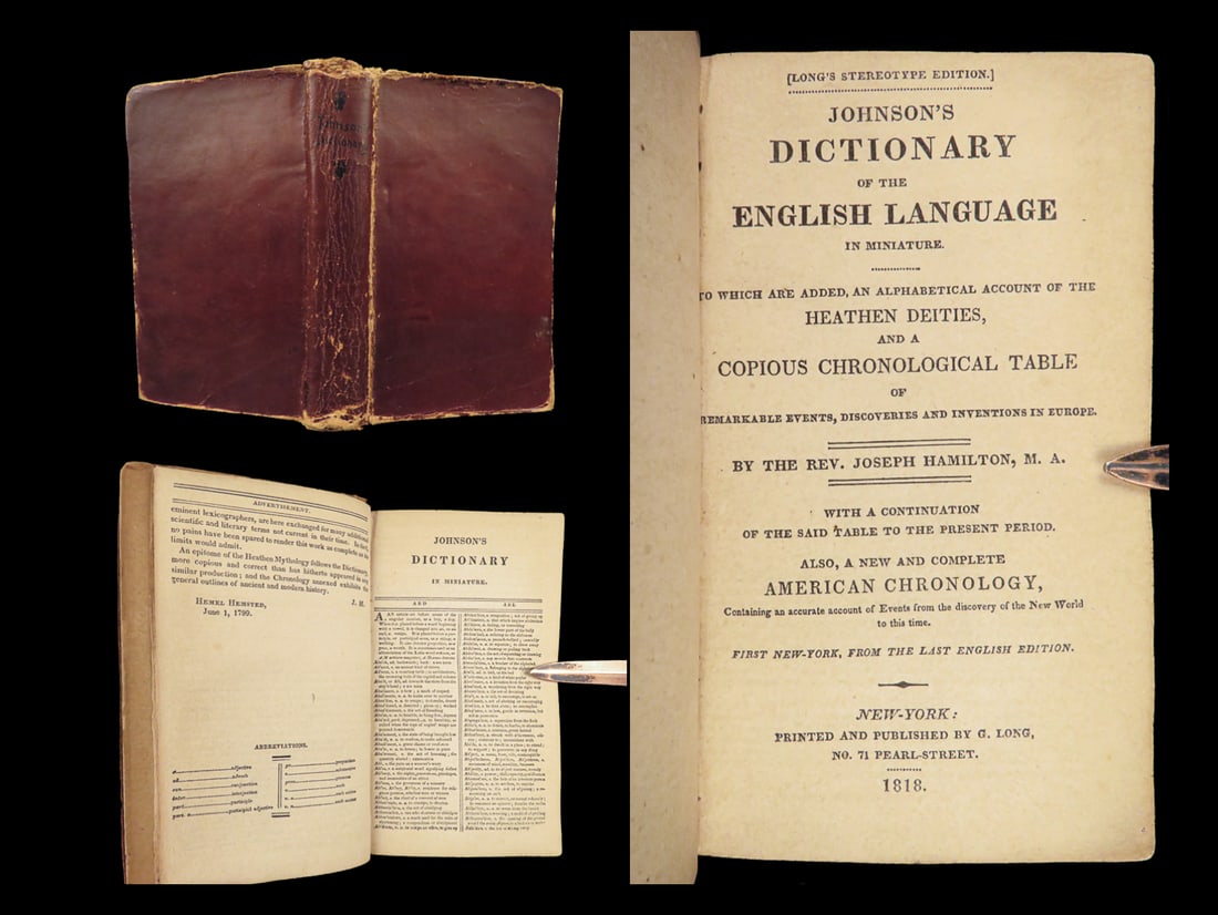 1818 Samuel Johnson FAMED Dictionary English Language Miniature American (1 of 10)