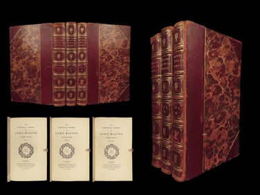 1826 Stunning BINDING! John Milton Paradise Lost Moroccan Leather 3v SET