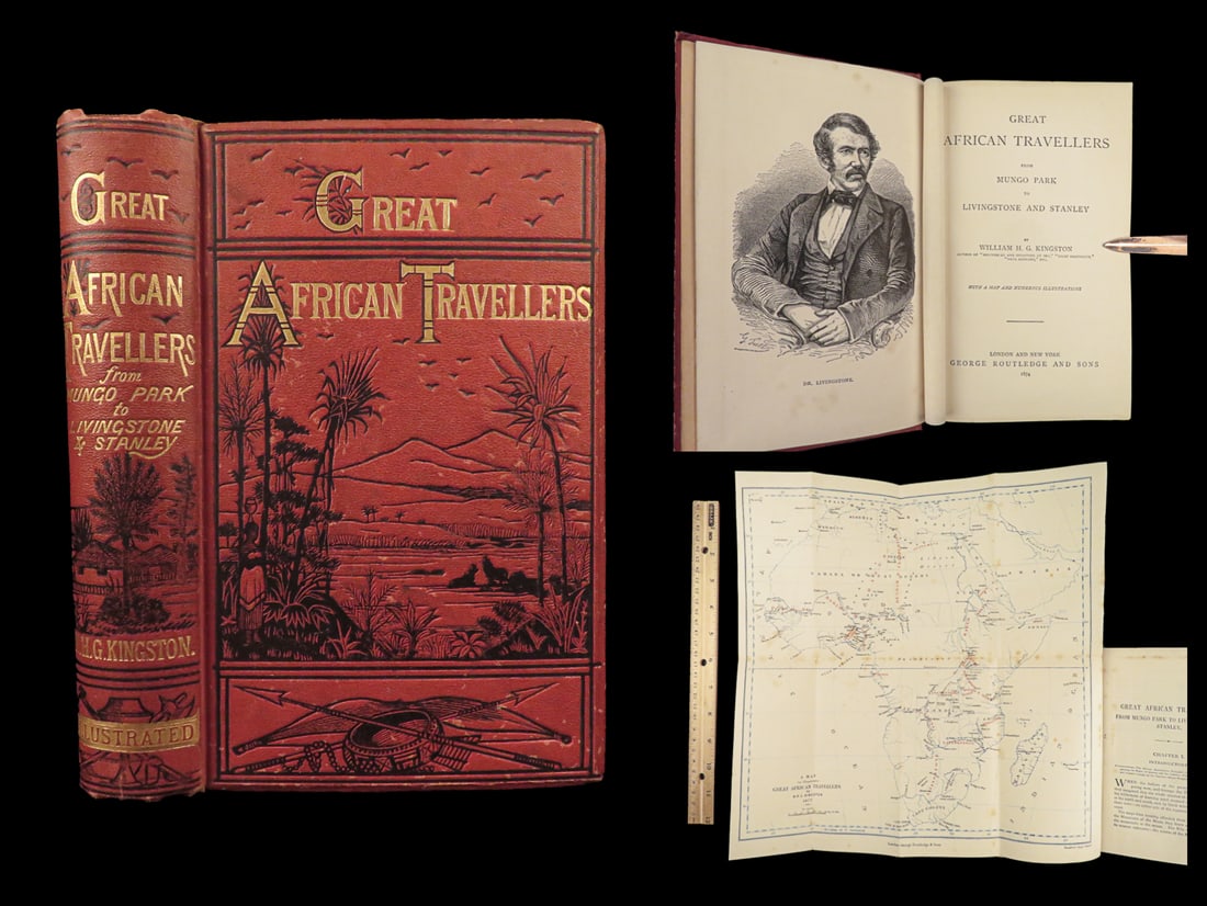 1874 AFRICA Voyages 1st David Livingstone Mungo Park Speke Nile MAP Illustrated (1 of 10)