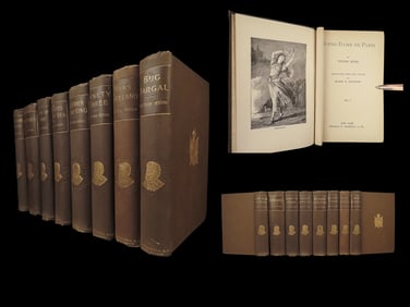 1888 Works of Victor Hugo | Hunchback & Les Mis in Crowell English 8v SET