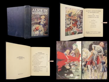 1923 Alice in Wonderland by Lewis Carroll Tenniel & Prittie ART + Looking Glass
