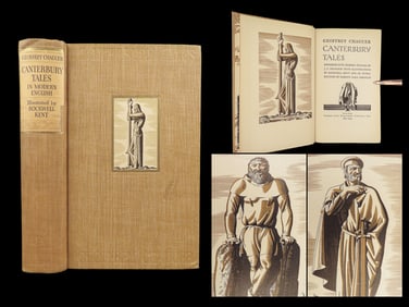 1934 Chaucer Canterbury Tales Medieval Rockwell KENT ART Knights Tale DeLuxe
