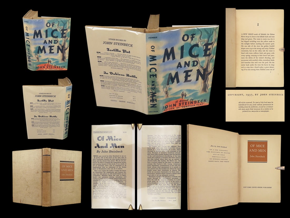 1937 Of Mice and Men by John Steinbeck 1st ed California Great Depression Classic (1 of 10)