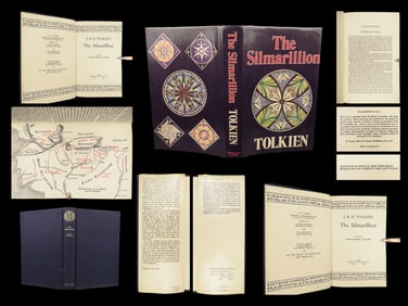 1977 JRR Tolkien 1st/1st Silmarillion Lord of the Rings Middle Earth + MAP & DJ