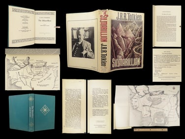 1977 JRR Tolkien 1st ed Silmarillion Lord of the Rings Middle Earth + MAP