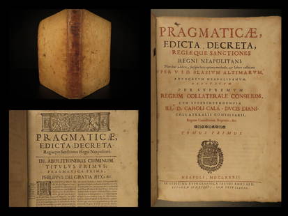 1682 Naples LAW Neapoli Biagio Aldimari Insurance Trade & Customs Italy FOLIO: 1682 Naples LAW Neapoli Biagio Aldimari Insurance Trade & Customs Italy FOLIO Biagio Aldimari was a 17th-century Italian jurist and lawyer best known for his books on noble families and laws of
