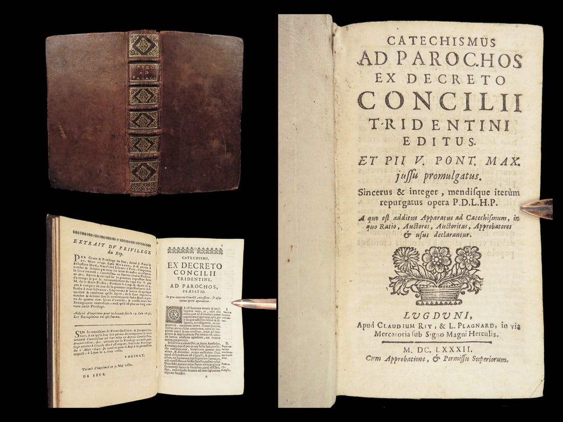 1682 Council of Trent Roman Catechism Catholic Church Paris Lyon RARE: 1682 Council of Trent Roman Catechism Catholic Church Paris Lyon RARE “God is to be loved above all things, and whatever separates us from God is therefore to be hated above all things.” ? The