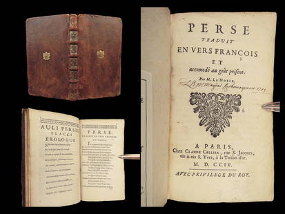 1704 Satires of PERSIUS by Eustache Noble 1st edition | French Political Satire<: 1704 Satires of PERSIUS by Eustache Noble 1st edition | French Political Satire Along with Juvenal, Persius was the greatest 1st century Roman satirists. His works consisted of elements of